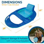 SwimWays Spring Float Recliner Inflatable Pool Lounger with Hyper-Flate Valve - 56