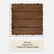 Achim OutdoorZ Interlocking 12-Inch Deck Tiles, Royal Mahogany, 27 Tiles Covering 27 Sq Ft