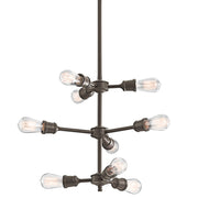 Kichler Lucien 9-Light Chandelier with Opal Glass Shades, Olde Bronze, 26 in W, 16.75 in H, 42257OZ
