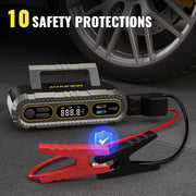 AVAPOW T09C Jump Starter with Air Compressor, 4000A Battery Jump Starter (for All Gas or Up to 10L Diesel), 150PSI Digital Tire Inflator with Emergency Light