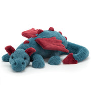 Jellycat Dexter Dragon Stuffed Animal, Large 19 in, Soft Smoky-Blue Fur with Maroon Highlights, Plush Toy DEX2DD