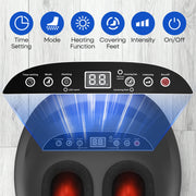 Furnibear Shiatsu Foot Massager Machine with Deep Kneading Rollers, Heat Therapy, Adjustable Air Compression, 3 Intensity Levels, Black
