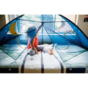 Pacific Play Tents Glow in the Dark Firefly Bed Tent, Blue, Fits Twin Size Mattress, Portable Play Tent for Kids, 77 In x 38 In x 35 In, 19820