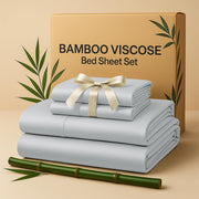 LDC Lux Decor Collection Rayon from Bamboo Blend Cooling Bed Sheet Set, Gray, King, 4-Piece, Deep Pocket BMB-BLD-K-GRY