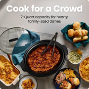 Chefman 7-Quart Digital Slow Cooker, Programmable 24-Hour Timer, Low High Warm Settings, Removable Ceramic Crock, Tempered Glass Lid, Stainless Steel, RJ15-7-SS-D