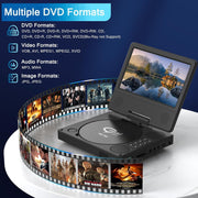 PJGCWB Portable DVD Player, 7.5-Inch Swivel LCD Screen, Rechargeable Battery, Supports CD/DVD/USB/SD, Black, PD-702