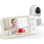 Hellobaby HB6256 Video Baby Monitor, 5.0-Inch IPS LCD Screen, Remote Pan-Tilt-Zoom, Infrared Night Vision, Two-Way Audio, 1000ft Wireless Range, HB6256