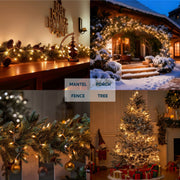 Joyfy 31147-WM Clear Christmas Lights, 39ft, 200 Warm White LED Bulbs, Connectable Waterproof String Lights