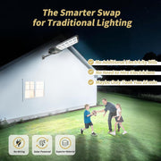 OCEST Solar Street Light Outdoor, 66000 Lumens, Double-Sided Monocrystalline Solar Panel, Motion Sensor, Dusk to Dawn, IP65 Waterproof, Remote Control