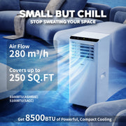 DuraComfort 8500 BTU Portable Air Conditioner 3-in-1 Cooling Dehumidifier Fan White DP08CP