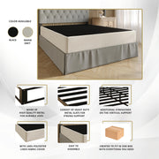 CasePiece USA Inc, Castle Place Queen Metal Box Spring, Reinforced 5-Inch Low-Profile, Black Linen Slipcover