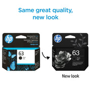 HP 63 Black Ink Cartridge, Monochrome, 170 Page Yield, Compatible with HP OfficeJet Printers, F6U62AN