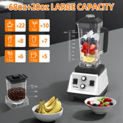 Sentryse 2-in-1 Blender Grinder Combo, 1800W Motor, 68oz Pitcher, 20oz Grinder Cup, Stainless Steel Blades, Adjustable Speed Control, Silver