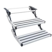 WheelX RV Steps, 2-Step Manual Retractable Steps for RVs, 400 lb Load Capacity, Aluminum Alloy Folding Steps for Camper Vans, Trailer Steps with Reinforced