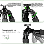 FANAUE Carbon Fiber Tripod, 70.5 in Adjustable Height, 54lb Load Capacity, 360 Degree Ball Head with Arca-Swiss Quick Release, Black