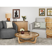 Beautiful 531692WEB Round Burlwood Tabletop Tray with Gold Handles, Taupe, 1.75 in x 15.75 in by Beautiful