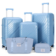 Zimtown 5 Piece Luggage Sets, PP Hardside Luggage Suitcase Set with Portable Travel Bag, Spinner Wheel