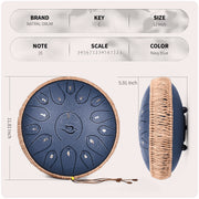 Lidguni 12inch-15note Steel Tongue Drum C Major, Lidguni Tongue Pan Drums for Adults, Navy Blue