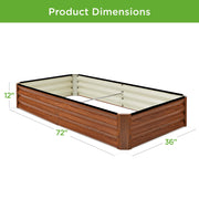 Best Choice Products Outdoor Metal Raised Garden Bed, Wood Grain Powder-Coated Steel, 6x3x1ft, SKY6635