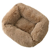 FNGZ Plush Dog Bed Calming Cuddler Self Warming Machine Washable Brown 14.17 x 10.63 x 2.36 inches