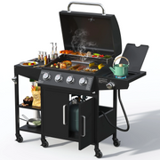 Brefac 4 Burner Propane Gas Grill with 3 Tier Shelf