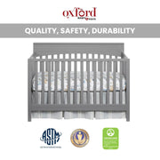 M Design Village 67011550 Oxford Baby Harper 4-in-1 Convertible Crib Dove Gray GreenGuard Gold Certified Wooden Crib