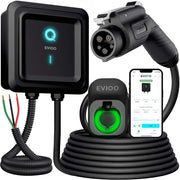 EVIQO EVIPOWER Level 2 Electric Car Charger, 48 Amp 11.5 kW Output, J1772 Connector, 25ft Cable, WiFi Enabled, Smart App Compatible, Hardwired 240V