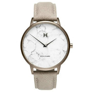 MVMT MB01-TIMA Boulevard Crescent Marble Stainless Steel Women's Watch with Leather Band, 38mm, Taupe