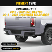 Nilight Class 3 Trailer Hitch, 2 Inch Receiver, Rust Resistant Powder Coated, Compatible with Chevrolet Colorado and GMC Canyon 2015-2023, 93119A