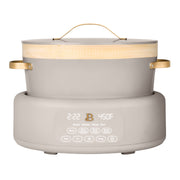 Beautiful 8 Qt Multi-Cooker with Bamboo Steamer Insert, 7 Preset Functions, EverGood Ceramic Nonstick Coating, Porcini Taupe, 29153