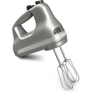 KitchenAid 5-Speed Ultra Power Hand Mixer with Stainless Steel Turbo Beater Accessories, Contour Silver, KHM512CU