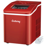 Costway EP24744US-RE Portable Ice Maker Machine Countertop 26Lbs/24H Self-cleaning with Scoop Red, Red