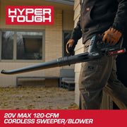 Hyper Tough HY5601050516006 20V Brushless Cordless Leaf Sweeper Blower, 120 CFM, 140 MPH, 2.0Ah Battery