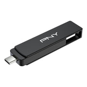 PNY Duo Link V3 USB 3.2 Gen 2 Flash Drive, 256GB, Dual Type-C and Type-A Connectors, Metal Swivel Design, Extreme Read/Write Speeds 1000/800MB/s