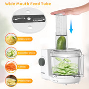 VAVSEA Food Processor Electric Food Chopper, 6 Cup Capacity, 250W Motor, 3 Speeds, White - Stainless Steel
