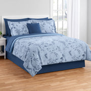 Mainstays Soft Touch Bedding Set, 11-Piece Reversible Blue Floral Comforter Set, King