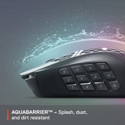 SteelSeries Aerox 9 Wireless Gaming Mouse, Ultra-Lightweight Honeycomb Design, 18 Programmable Buttons, TrueMove Air Optical Sensor 18K DPI, IP54 Water Resistant, Bluetooth 5.0 and 2.4 GHz, USB-C Charging, Black