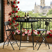 WASUHE 32in Folding Cocktail Table, Round Plastic Bar Height, Thick Table Top, Black, 400lb Capacity