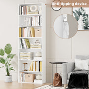 Homfa 7-Tier Tall Freestanding Bookcase, 82 in, Particle Board, White or Blue