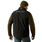 Ariat Men's Logo Softshell Vest, Water-Resistant, Black, Classic Fit, Adjustable Waist Cord, 10062587