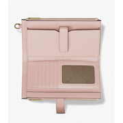 Michael Kors Jet Set Travel Double Zip Phone Wristlet Wallet, Powder Blush Ombre, Logo-Printed Canvas, Gold-Toned Appliques, 7.25 in