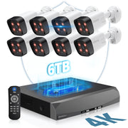 OHWOAI 4K PoE Security Camera System, 8 Wired Cameras, Two-Way Audio, 130 Wide-Angle, Night Vision 100ft, 6TB HDD NVR