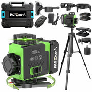 Wildora Laser Level, 16 Line 4x360 Green 4D Cross-Line, Self-Leveling with Remote Control, 2x4800mAh Batteries, Tripod and Hard Carrying Case