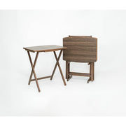 Mainstays MSD529801139009 XL Oversized Folding Tray Table Set of 4 with Rack, Rustic Espresso