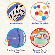 Battat BT1841 Hop In Foam Ball Pit With Balls & Washable Indoor Multicolor Cover