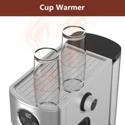 WHALL Espresso Machine, 20 Bar Pump, Touchscreen Control, Stainless Steel Steam Wand, 40oz Water Tank, Gray, 007