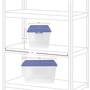 Hefty HFT-7163010470676-6 72 Quart Clear Plastic Storage Bin with Blue HI-RISE Lid, Adult