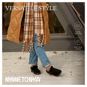 Minnetonka Emerson Womens Moccasin Slippers, Water-Resistant Suede, Plush Pile Lining, Heavily Treaded EVA Sole, Dusty Brown, Size 8 Medium