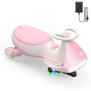 FanttikRide 12V N7 Pro Electric Wiggle Car, 2-in-1 Kids Ride On Toy with Bluetooth Music, Flashing LED Wheels, 2-Speed, Anti-Rollover, Pink