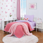 Your Zone YZ8501321522-19 Kids Purple and Pink Reversible Quilt Set with Purple Sheets, Daisy Flower, Twin, 5 Piece, Microfiber Polyester